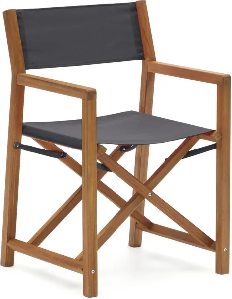 Thianna, Udendørs klapstol, sort/natur, massiv træ